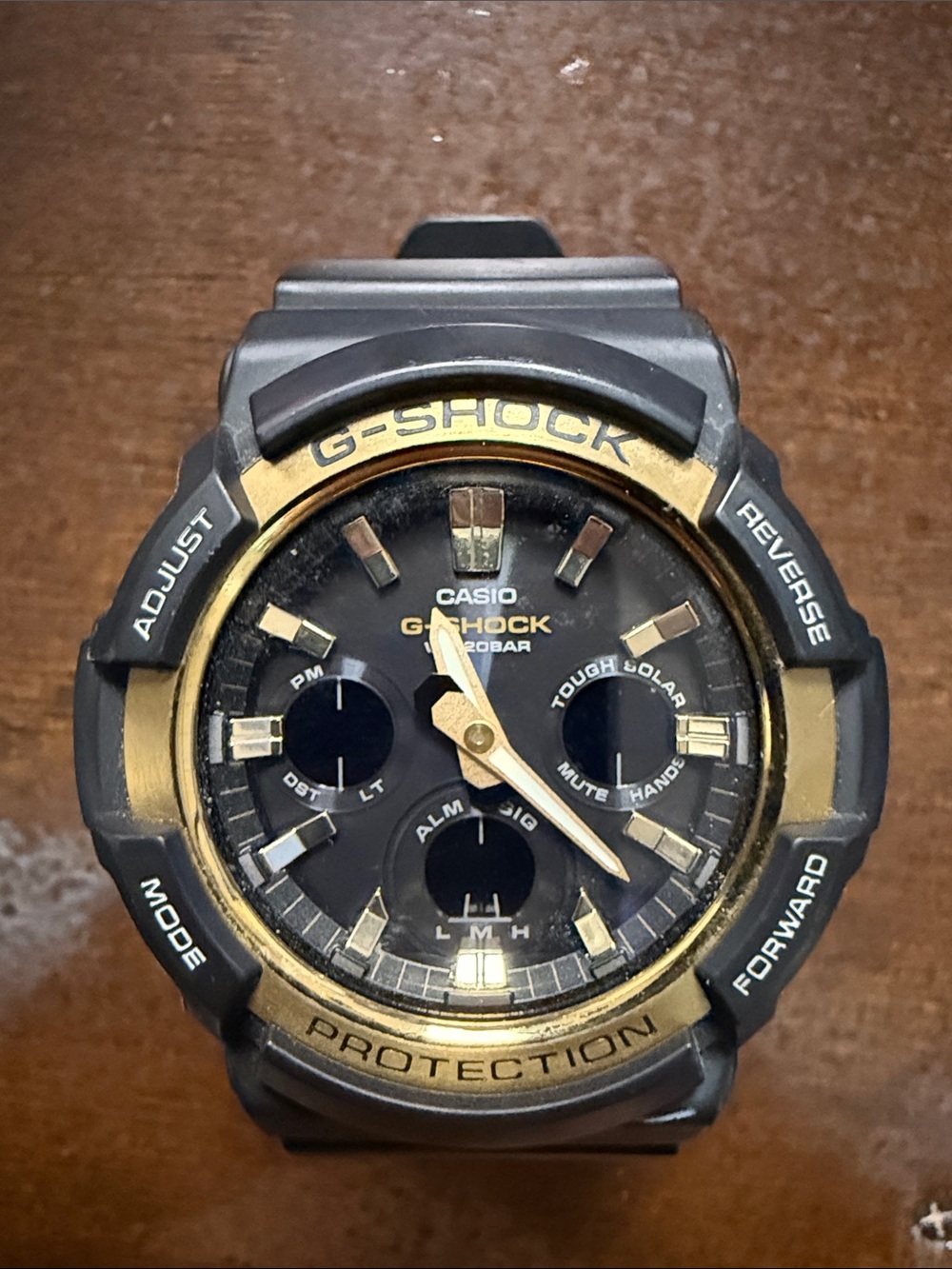 Casio G-Shock Black and Gold Analog-Digital Sport Watch (need new battery)
